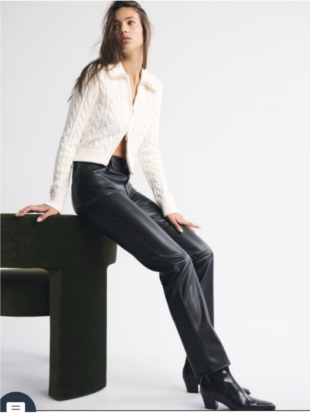 Abercrombie & Fitch Black Faux Leather Straight-Leg Pants Size 31